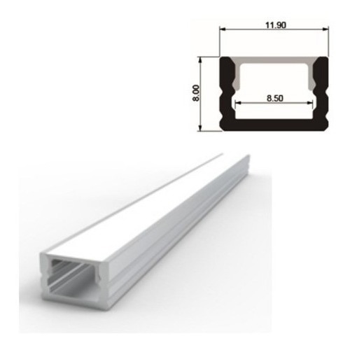 Imagen 1 de 5 de Perfil Aluminio Para Tiras De Led X 3 Metros