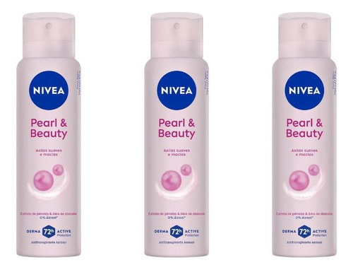Desodorante Aero Nivea 150ml Fem Pearl Beauty-kit C/3un