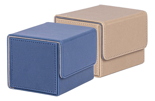 Caja De Cubierta De Cuero Pu De 2 Piezas, Azul Y Beige