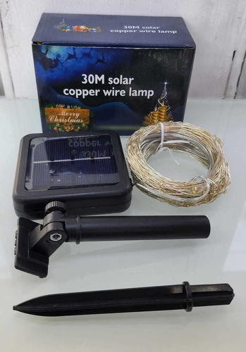 Imagen 5 de 7 de Guirnalda Hada Solar Alambre Led 30mts+ Panel Solar