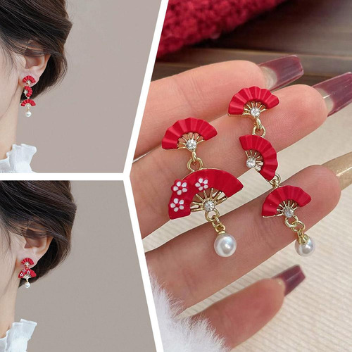 1 Par De Pendientes De Novia En Forma De Abanico De Estilo C