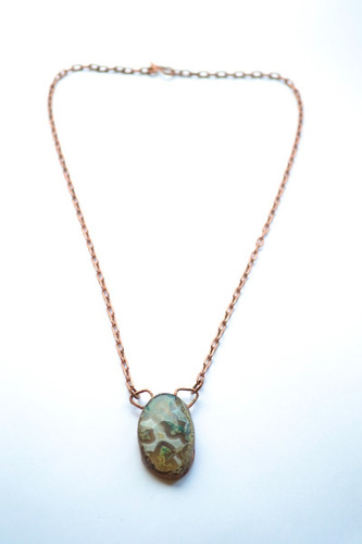 Imagen 2 de 6 de Collar De Piedra Piedra Agata Con Cadena De Cobre, Cod1