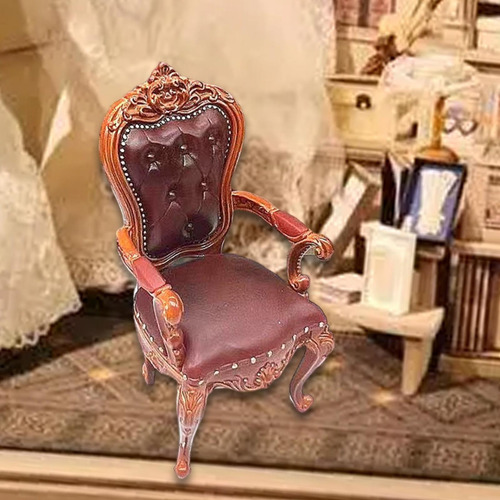 Silla Para Casa De Muñecas, Escala 1/12, Marrón Oscuro