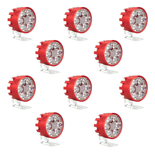 10 Faros Redondos 6 Led 12v Varios Colores Fijo Y Estrobo