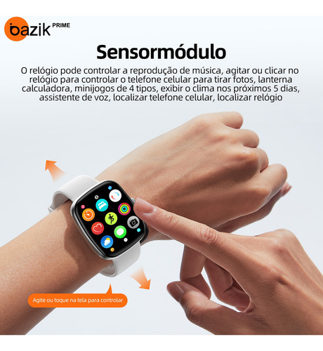Relógio Inteligente Smartwatch Ultra Bazik Prime S35 Ultra Max, Masculino E Feminino Smartwatches Para Android, Ios 123 Modos Esporte Ip67 47mm Cor Prateado