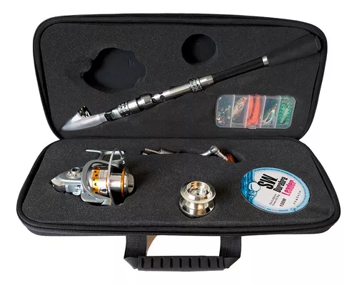 Kit Equipo Pesca Caña Telescopica Reel Frontal Señuelo Acces