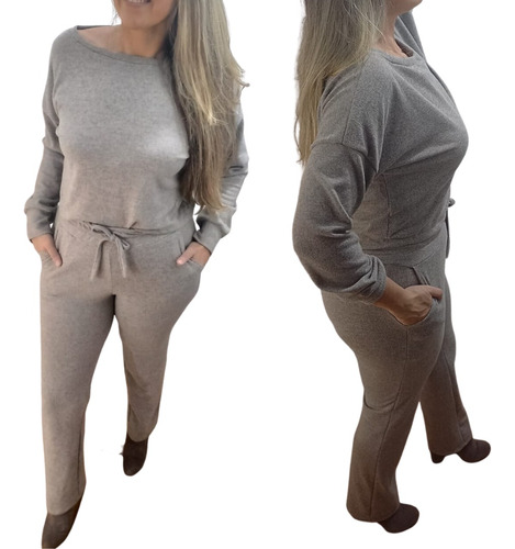 Conjunto Feminino Cinza 2 Pecas Outono / Inverno 