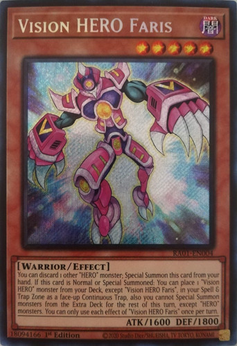 Yugioh! Vision Hero Faris Ra01-en004 Secret