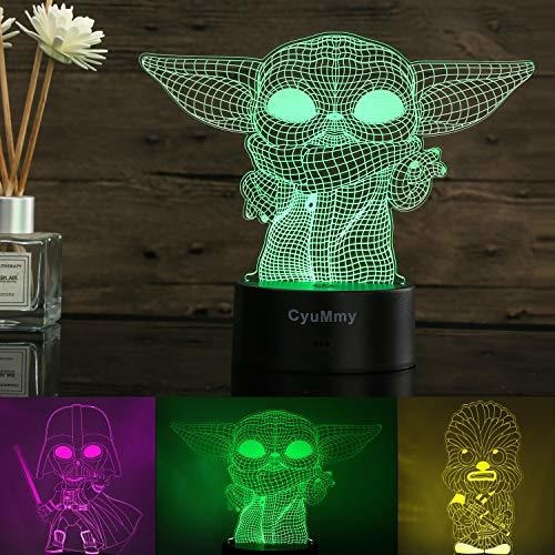 Luz Nocturna Con Ilusión 3d Star Wars 3 Placas Y 16 Colores