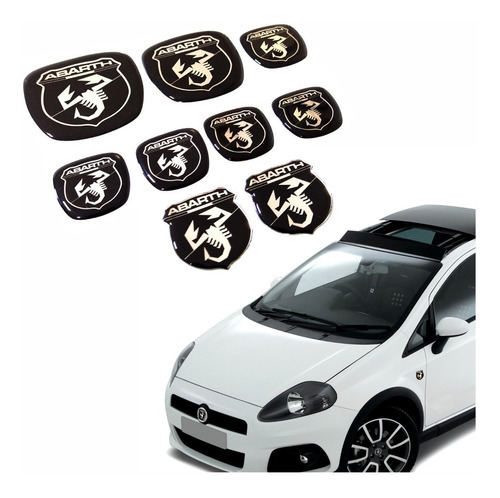 Kit Adesivos Emblemas Aplique Fiat Punto Abarth Res17 Cor Padrão