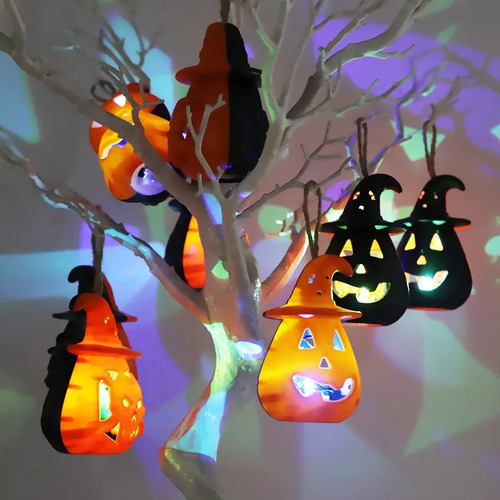 2 Luces Led Con Forma De Calabaza, Decoración De Halloween