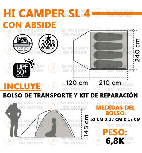 Imagen 2 de 8 de Carpa Doite Hi Camper Sl4 4 Personas Camping Iglu Con Abside