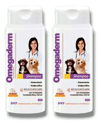 Kit De 2 Shampoo Humectante Omegaderm 350ml * Perros Gatos *