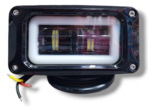 Faro Rectangular Luz Blanca Foco Con Halo Rojo Azul Y Blanco