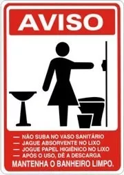 Placa de Sinalização Higiene Não Jogue Papel No Vaso Sanitário - Look  Placas de Sinalização