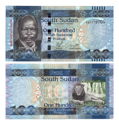 Sudán Del Sur Billete De 100 Pounds Año 2015 Híbrido Unc