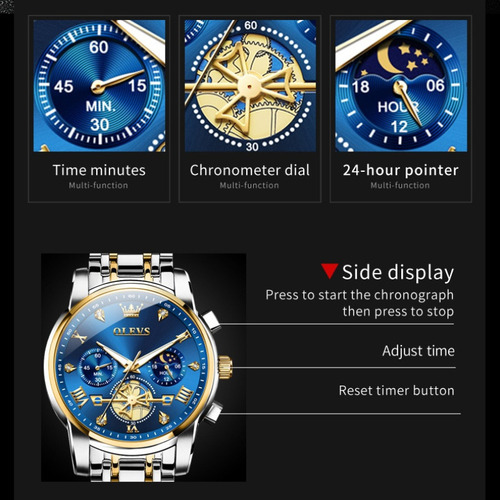Reloj De Cuarzo Olevs Luminous Business Con Cronógrafo