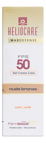 Protetor Solar Gel-Creme Color FPS 50 Nude Bronze Heliocare Max Defense Caixa 50g