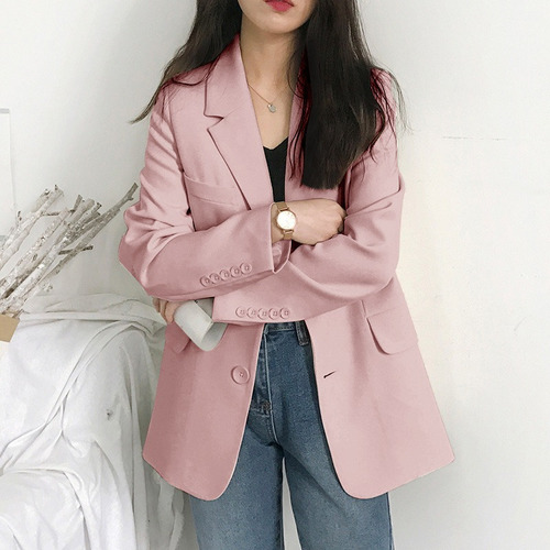 Blazer De Manga Larga Informal De Mujer De Corte Holgado