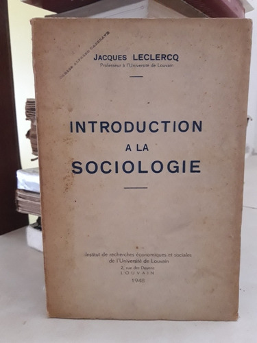 Sociología. Introduction A La Sociologie. Jacques Leclercq