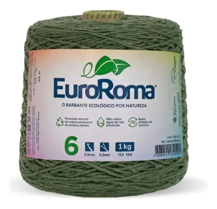 Barbante Euro Roma 1 Kg N 6 Cores Cor Verde Militar