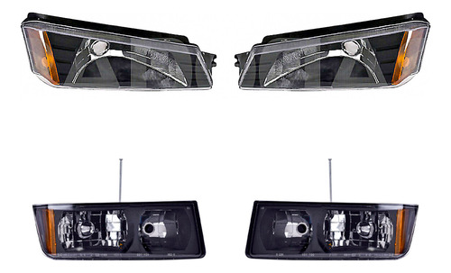 2 Faros Y 2 Cuartos Depo Avalanche P/ Chevrolet 2002 - 2006