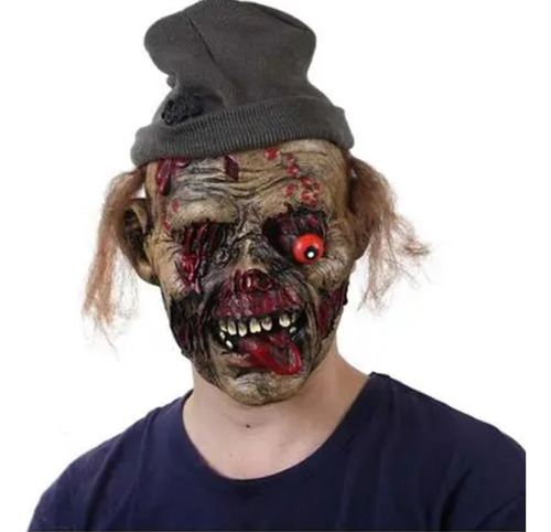 Máscara De Halloween Zombie Ojo Loco Látex Horror