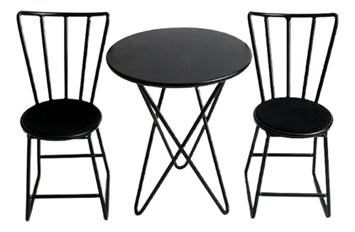 Y Sillas De Metal Vintage Casa De Muñecas Conjunto De Negro