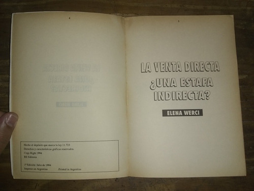 La Venta Directa ¿una Estafa Indirecta? - Elena Werci. Re (Usado)