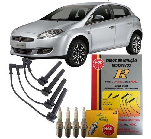 Kit Jogo Cabos + Velas Ngk Fiat Bravo 1.8 16v E-torq 2014