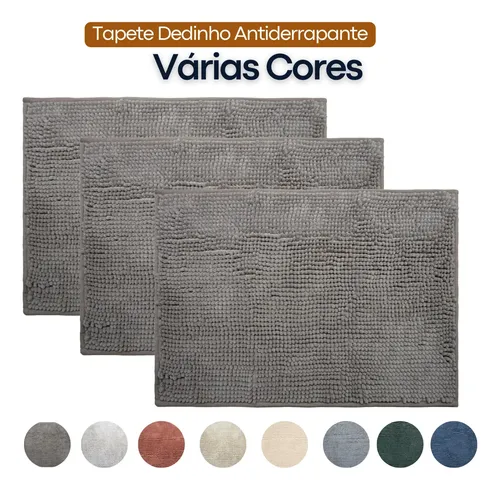 MLB 5534589720 Kit 3 Tapetes Banheiro Dedinho Antiderrapante Macio Bolinha JM