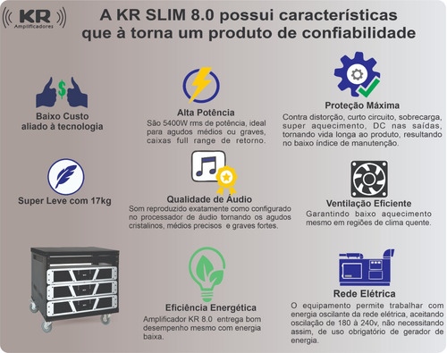 Amplificador Potencia Kr 8.0 5400w 2 Ohms