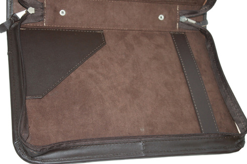 Carpeta Portafolio Profesional De Piel Res Multifuncional Chocolate Lisa