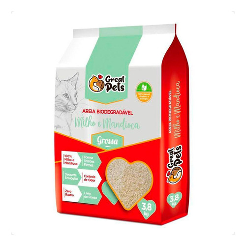 Areia Higiênica Biodegradável Great Pets Grossa 3,8kg