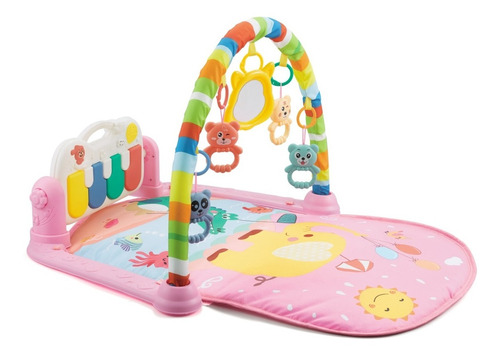 Tapete De Atividades Infantil Piano Musical Com Luz Rosa