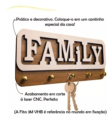 Porta Chaves Família em MDF laminado e Metal