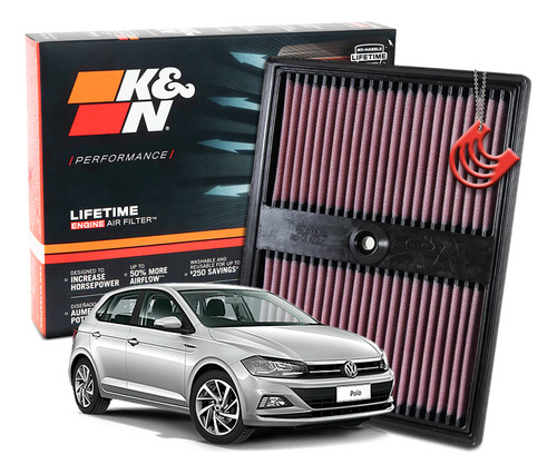 Filtro Ar Esportivo Inbox K&n Ken 33-3037 Polo 1.0 Tsi 2017