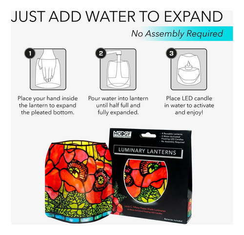 Modgy Luminary Lanterns Louis C Tiffany Poppies Paquete De 4