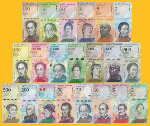 Set Bolivar Fuerte Y Soberano 21 Billetes