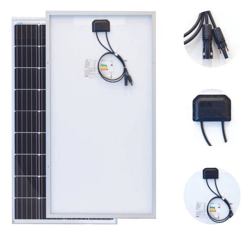 Kit Energia Solar 3 Un Placa Solar 12v Controlador 30a Cabos Cor Preto