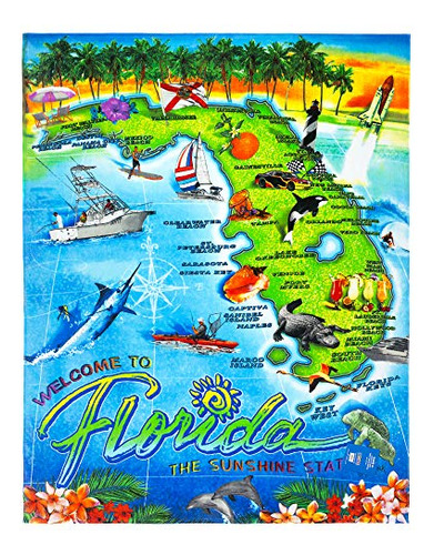 Manta De Playa Mapa De Florida De 54 X 68 Pulgadas Toal...