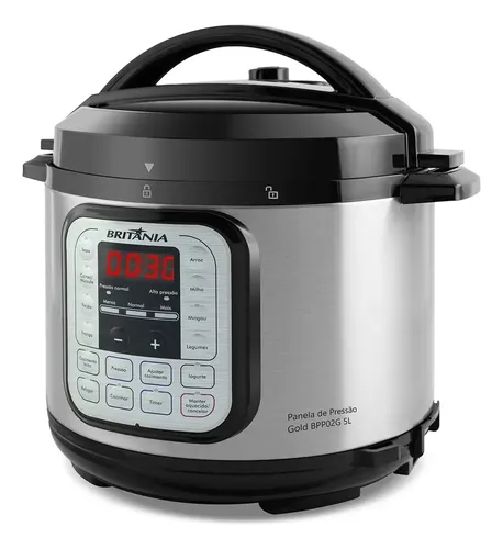 Panela Pressão Elétrica 5l Britânia Bpp02g Antiaderente Gold
