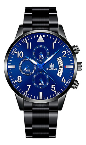 Relógio Azul Fino Minimalista Prata Quartzo Shaarms