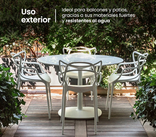 Silla Plastico Reforzada Apilable Comedor Exterior Jardin Color Blanco Smart Tech HY-01