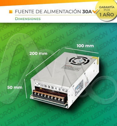 Imagen 4 de 7 de Fuente Switching Metal 12v 29a Apta Para Tiras De Leds