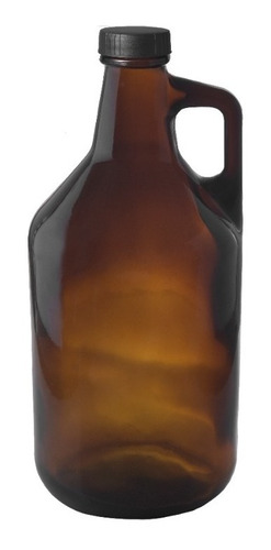 Botellon Vidrio Growler Ambar Cerveza Con Tapa 1.9 Lts X4