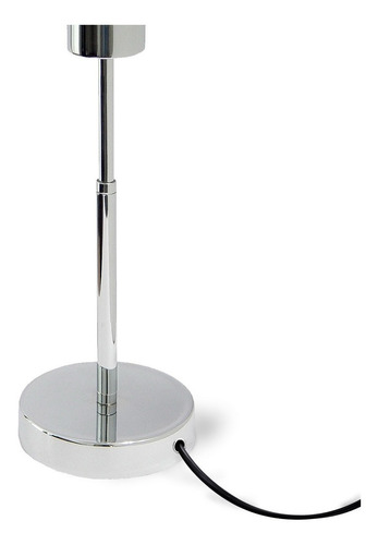 Imagen 5 de 10 de Lampara Velador Mesa Cromo Apto Led Con Pantalla Blanca