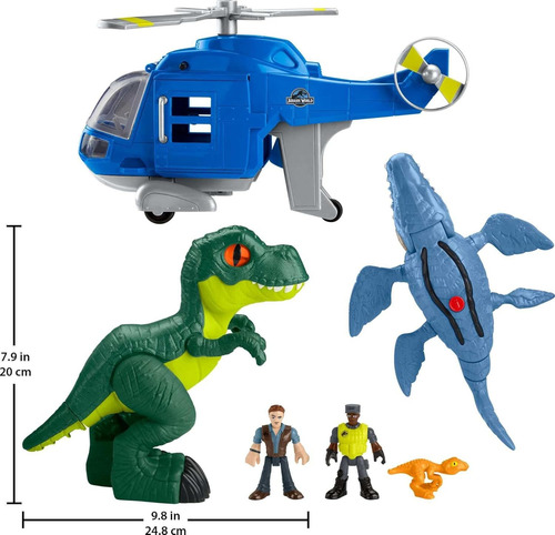 Imaginext Helicoptero Con 3 Dinosaurios Y Figura Owen Grady Multicolor