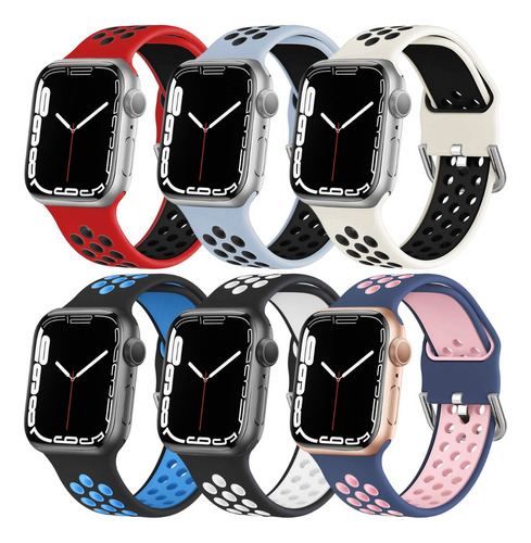 De 6 Correas De Silicona Para Apple Watchserie 8 7 Se 5 4 3