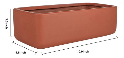 Maceta Rectangular De Terracota Poco Profunda De 10 Pulgadas